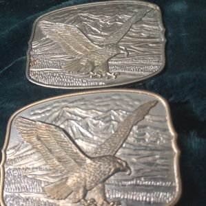 Western style belt buckle with bald eagle